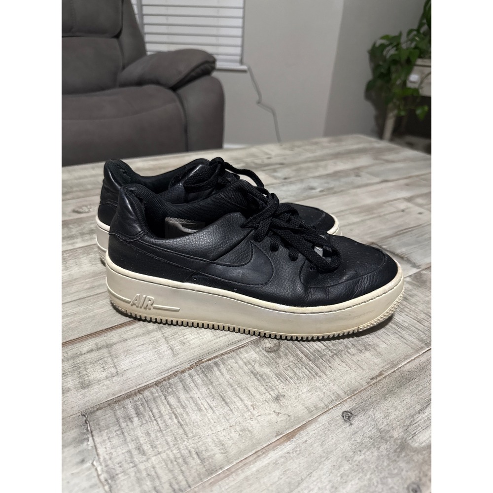 Nike Air Force 1 Sage Low Black White Platform Sneakers AR5339-002 Womens 8